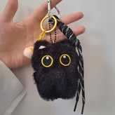 چارم بگ گربه سیاه با آویز جاکلیدی جوجه