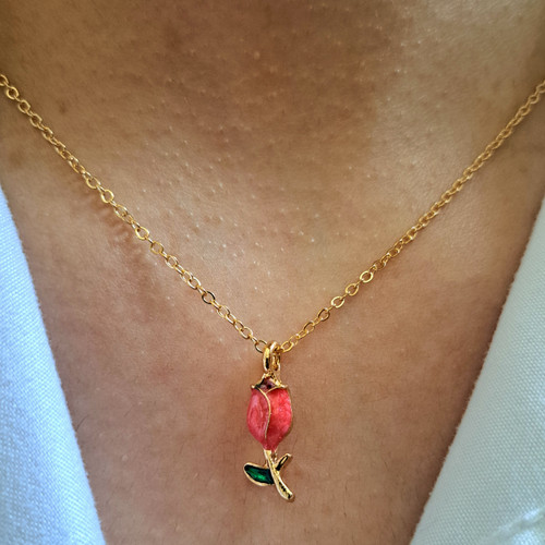 گردنبند گل لاله سرخابی
